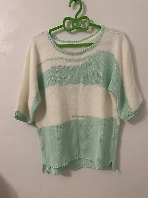 Salsa Jeans Soft Warm Pistachio Pastel Green White Sweater Top Size S • £57.87