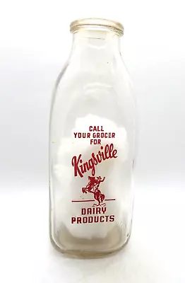 Kingsville Dairy Products Square Pyroglazed Quart Milk Bottle - Kingsville TX • $24.99