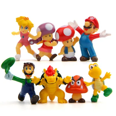 Super Mario Bros Action Figure Toys Doll Action Figures PVC Kids Toy Gift 8 Pcs • $12.98