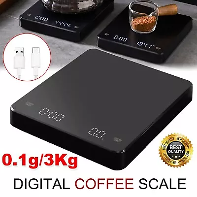 Kitchen Electronic Digital Coffee Scale W/ Timer High Precision Display 3Kg/0.1g • $33.99