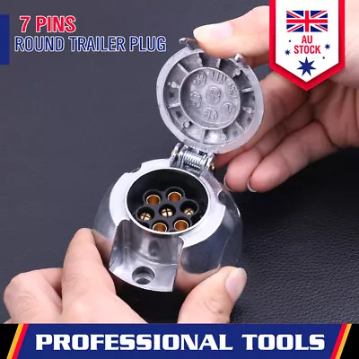 $13.99 • Buy 7 Pin Female Round Trailer Plug Slim Adapter Connector Caravan Boat Part Cover