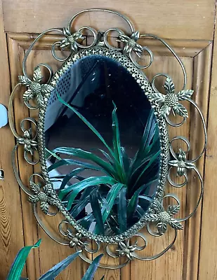 £34.99 • Buy Vintage Mid Century Oval Ornate Gold Baroque Rococo Retro Wall Mirror 20  X 15 