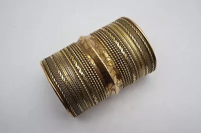 Vintage Boho Themed Brass Cuff Statement Bracelet Etched Engraved • $12.95