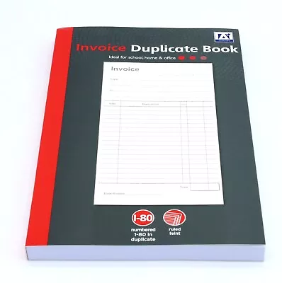 A5 Invoice Duplicate Book 1-80 Carbon Copy Receipt Book Home Office Supplies • £1.95