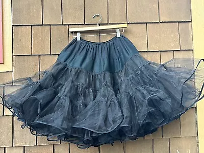 Vintage Malco Modes Petticoat Black Tulle Crinoline Circle Skirt Slip Small • $45