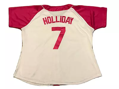 Matt Holliday St Louis Cardinals Baseball Jersey Womens XL White Pink MLB • $4.54