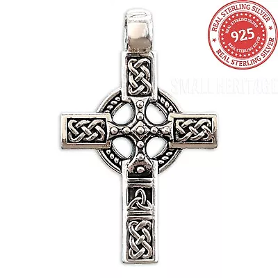 Celtic Irish Cross Necklace 925 Sterling Silver Viking Knot Pendant Men Women • $89.54