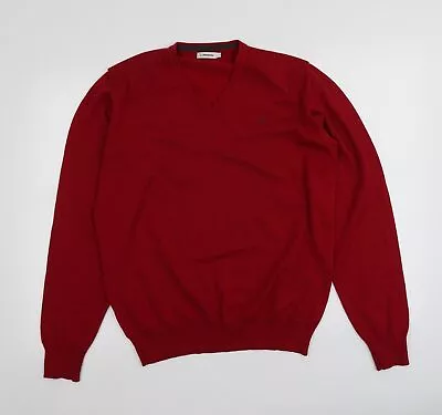 £7 • Buy J.Lindeberg Mens Red V-Neck Wool Pullover Jumper Size XL