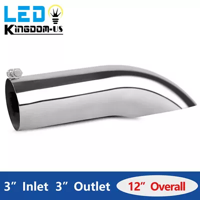 Turn Down 3  Inch Inlet 3  Outlet 12  Long Exhaust Tip Polished Bolt-On Tailpipe • $30.90