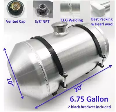 6.75 Gallons ▲Aluminum Round Fuel Tank W/ Accessories 3/8 Inch NPT 20  X10  • $117.50