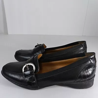 Michelle D Size 7 M Black Patent Leather Career Ballet Shoes Buckle Flats • $20.97