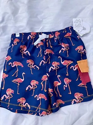 Mud Pie NWT Boys Infant Bathing Suit Flamingo Blue Orange Size 12-18 Months • $13.50