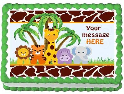 BABY ANIMALS JUNGLE SAFARI Image Edible Cake Topper Decoration • $8.50