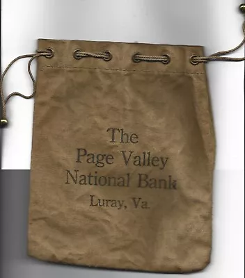 Vintage Old Burlap Drawstring BANK BAG Page Valley National Bank Luray VIRGINIA  • $15.50