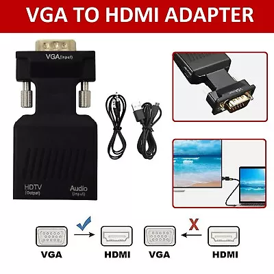 HD 1080P VGA To HDMI Male To Female Audio Video Converter Adapter Connector • $16.99