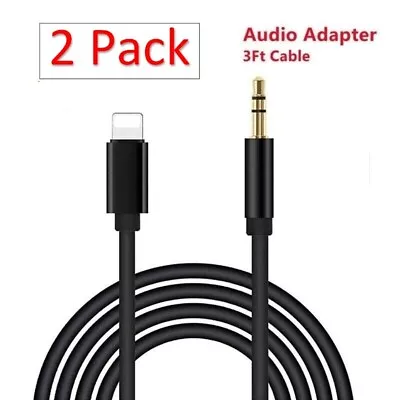 2 Pack For IPhone XR 11 12 13 Pro Max 8 Pin To 3.5mm AUX Audio Car Adapter Cord • $6.25