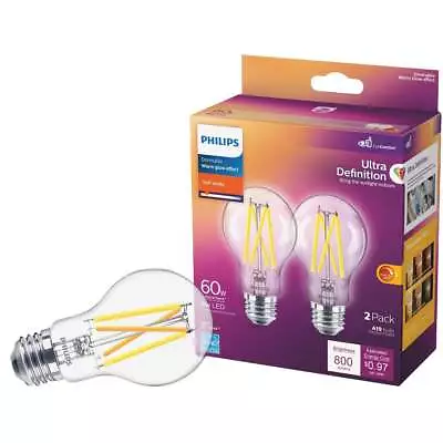 Philips Warm Glow 60W Equivalent Soft White A19 Medium Dimmable LED Light Bulb • $19.07