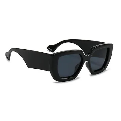 Oversized Retro Thick Square Black Frame Trendy Large Sunglasses For Men Women • $13.99