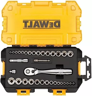 DEWALT Socket Set 1/4-Inch & 3/8-Inch Drive SAE/Metric 34-Piece (DWMT73804) • $36.95