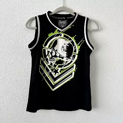 Metal Mulisha Black And Green V-Neck Sleeveless Jersey Tank Top - Boys Size L • $30