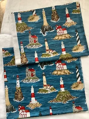 Quilting/Craft Fabric  100% Cotton - 2x Pieces Of Lighthouse Fabric  NEW • £4.50