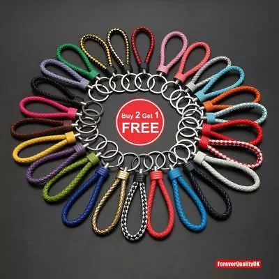 £1.99 • Buy Braided Faux Leather Strap Keyring Keychain Car Key Chain Ring Key Fob