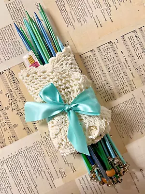 20+ Vintgage Sets Of  Knitting Needles Boye Bates & More W/crocheted Doily! • $14.95