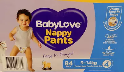 Baby Love Nappy Pants Size 4 9 - 14 Kg   84 Pack. Super Pack • $45.99