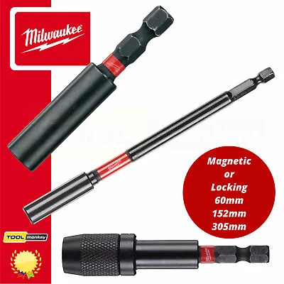 £4.99 • Buy Milwaukee Professional Magnetic Bit Holder 60mm/73mm/152mm/305mm/Locking/Impact