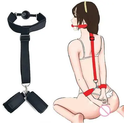 BDSM Mouth Gag Ball Bondage Restraint Kit Wrist Collar Handcuff Couples Sex -Toy • $16.50