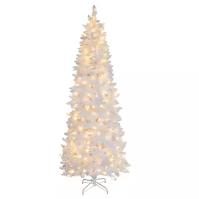 7.5 Ft. Pre-Lit LED Artificial Christmas Tree Pencil With Warm White Light Whit • $130.99