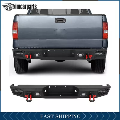 Steel Black Texture Rear Bumper W/ LED Light D-Ring For 1997-2004 Ford F150 F250 • $500.32