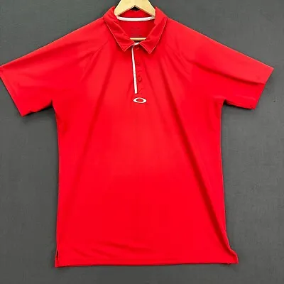 Oakley Shirt Mens Large Red Hydrolix Regular Fit Breathable Golf Short Sleeve • $14.95