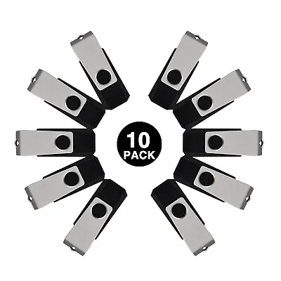 128MB USB 2.0 10 Pack Metal Swivel Flash Drive Memory Storage Thumb Drive Black • $15.29