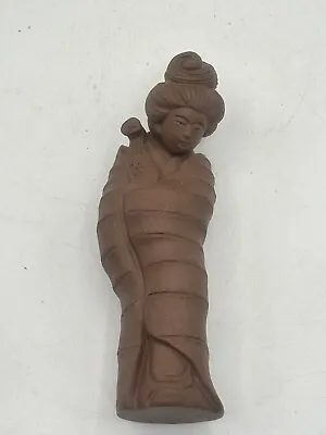 Chinese Clay Carved Lotus Guan Yin Sculpted Figure • $50.89