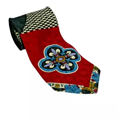 Scenario Martin Wong Mens Tie Abstract Geometric Print Silk 56 Inch USA • $6.99