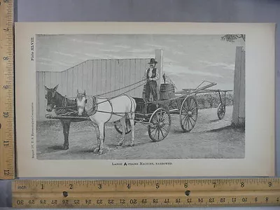 Rare Antique Orig VTG Large A-Frame Machine Horse Cart Farm Illustration Print • $19.95