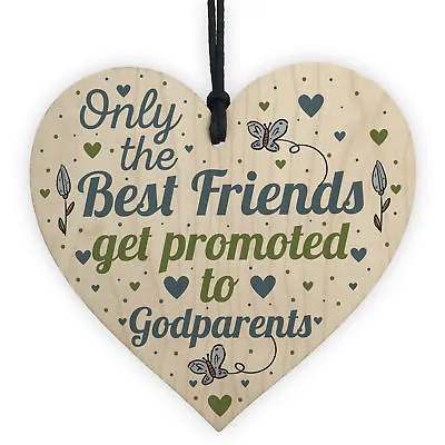 £3.99 • Buy Best Friend Gift Godparents Gift For Christening Wood Heart Friend Keepsake Sign