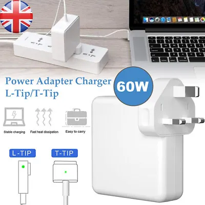 60W AC Power Adapter Charger Magsafe1&2 For MacBook Air Or Pro L-Tip T-Tip UK • £13.30