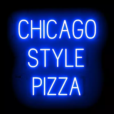 CHICAGO STYLE PIZZA LED Sign - Blue | Neon Signs For Pizza Restaurant | Pizza St • $841.57