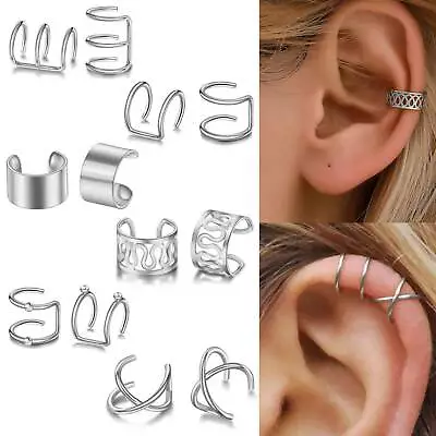 12x Ear Clip Cuff Wrap Fake Earring Stud Hoop Non Piercing Cartilage Helix Set • £3.85