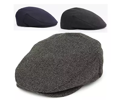 £11.99 • Buy Mens Wool Flat Cap Gatsby Tweed Baker Boy Hat Herringbone Newsboy Cap 