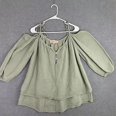 Scandal Italy Top Women’s Large Sage Green Muslim Off Shoulder Long Sleeve Shirt • $24.99