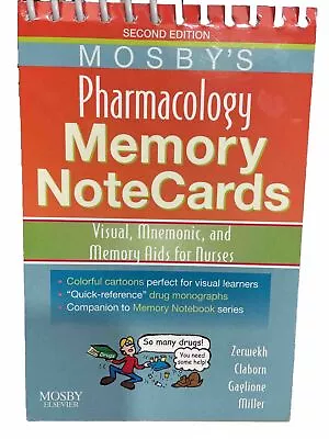 Mosby's Pharmacology Memory NoteCards: - Spiral-bound By Zerwekh EdD RN - Good • $6.50