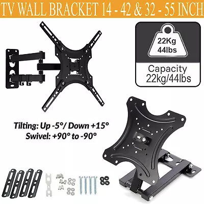 £12.50 • Buy TV Bracket Wall Mount Tilt Swivel For 17 26 32 37 40 42 43 55 50 55 Inch LCD LED