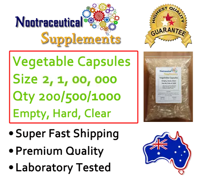 Vegetable Empty Capsules Size 2 1 00 000 Clear Hard Veggie Vegan No Gelatin • $7.95