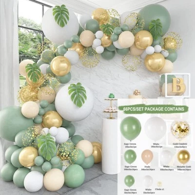 Sage Green Pink Gold Balloon Garland Arch Kit Set Birthday Wedding Party Decor  • $17.59