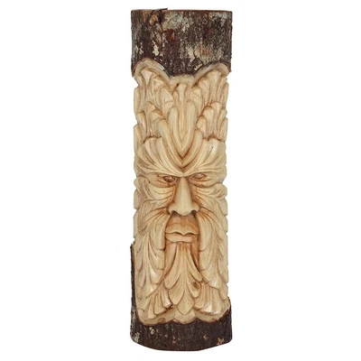 £35.99 • Buy Garden Decoration Wood Pagan Figure Green Man Plaque Hand Carved Log- 50 Cm