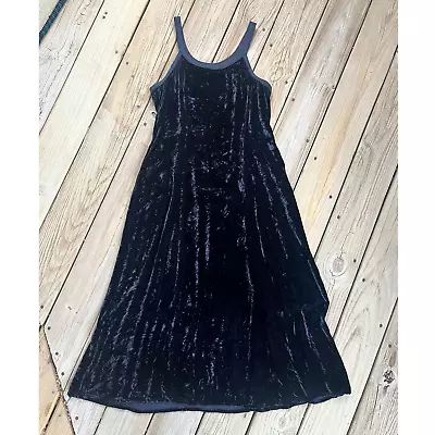 David Dart Vintage Black Crushed Velvet Maxi Dress Size L • $35