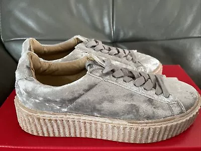 £8.99 • Buy MISSGUIDED Silver Velvet Platform Shoes / Trainers UK 3 EU 36